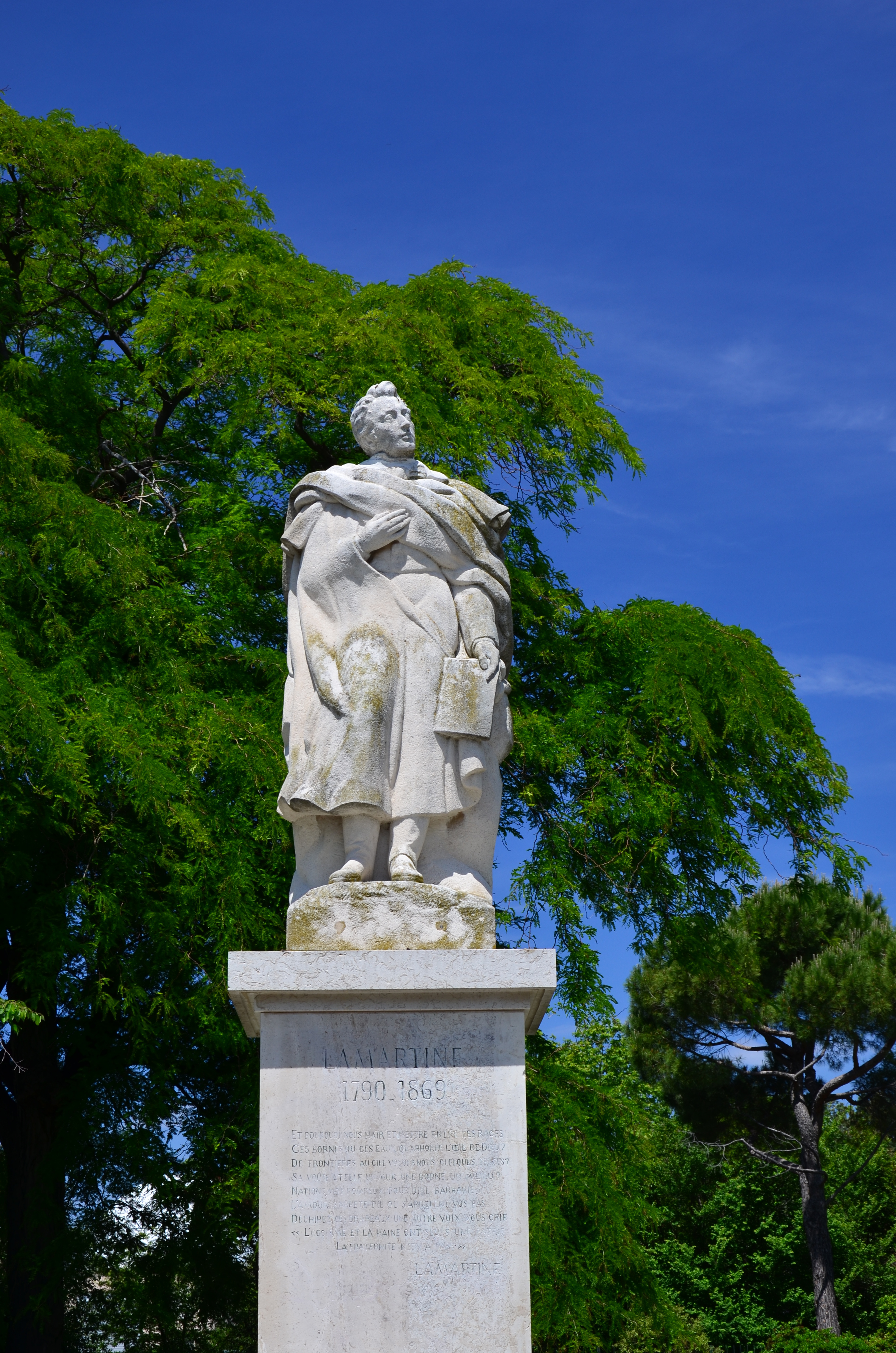 Statue of Alphonse de Lamartine and a quote from Alphonse de Lamartine after clicking the first image of Alphonse de Lamartine.