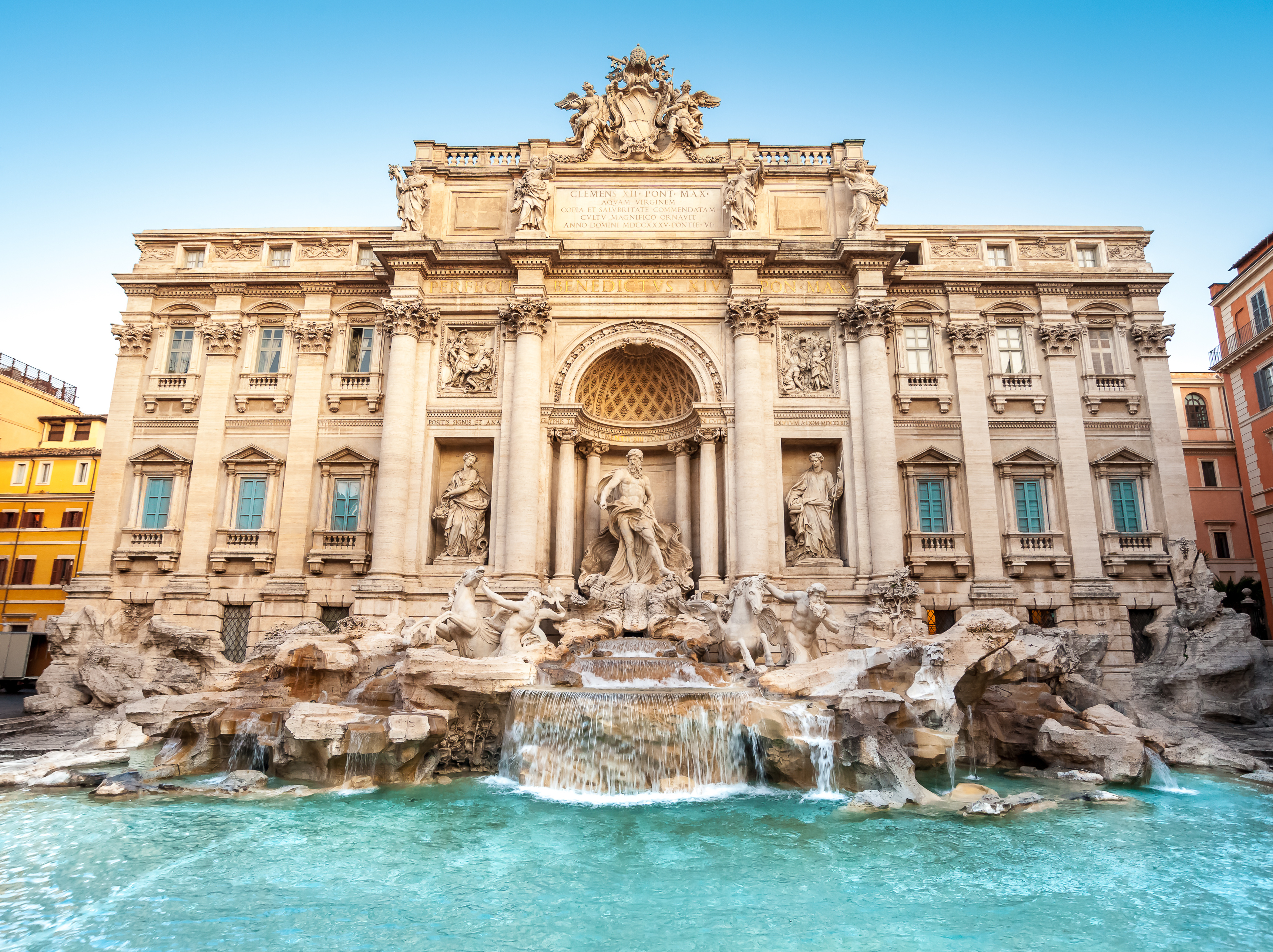 The Trevi Fountain in Rome.