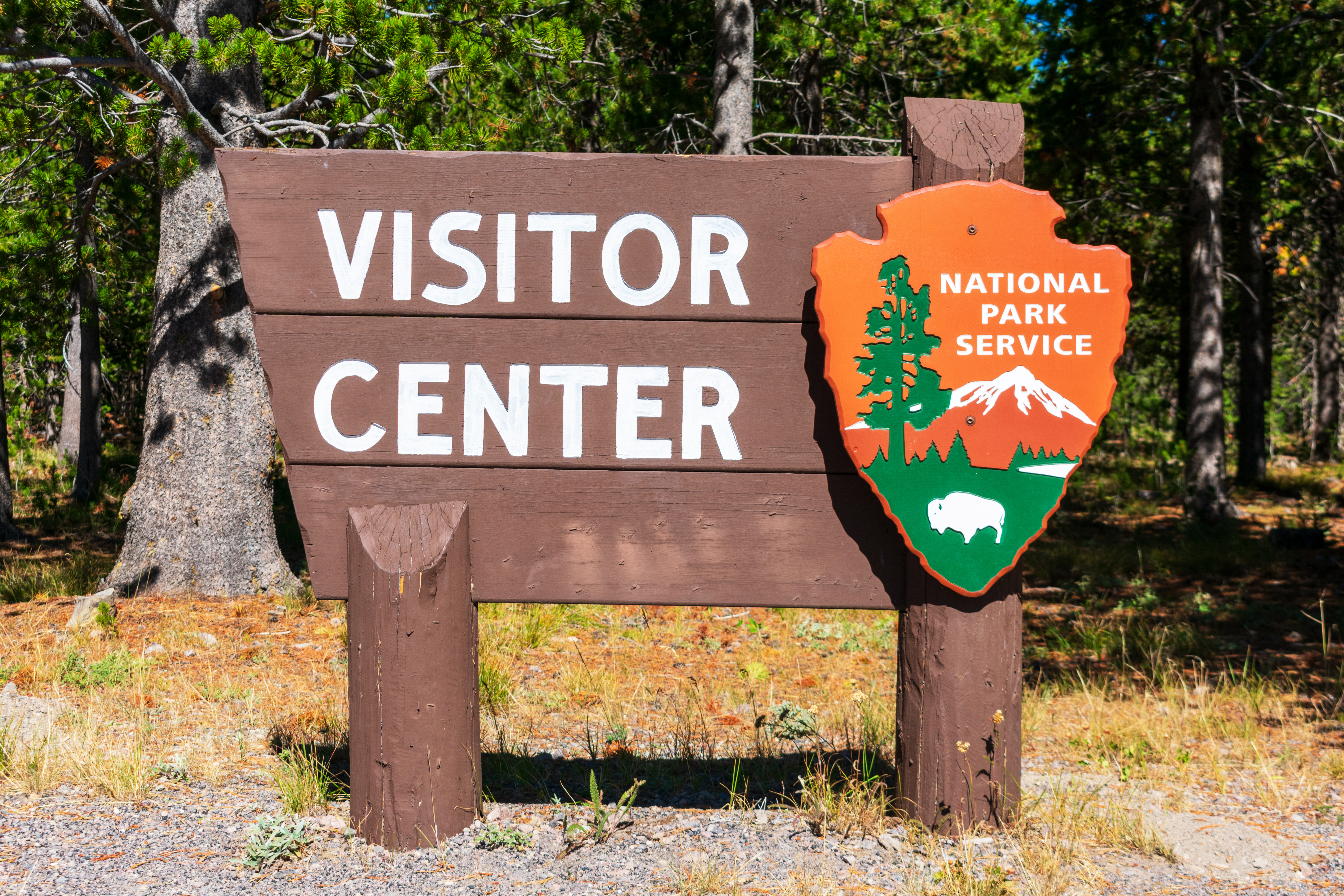 Visitor center sign for the National Park System.