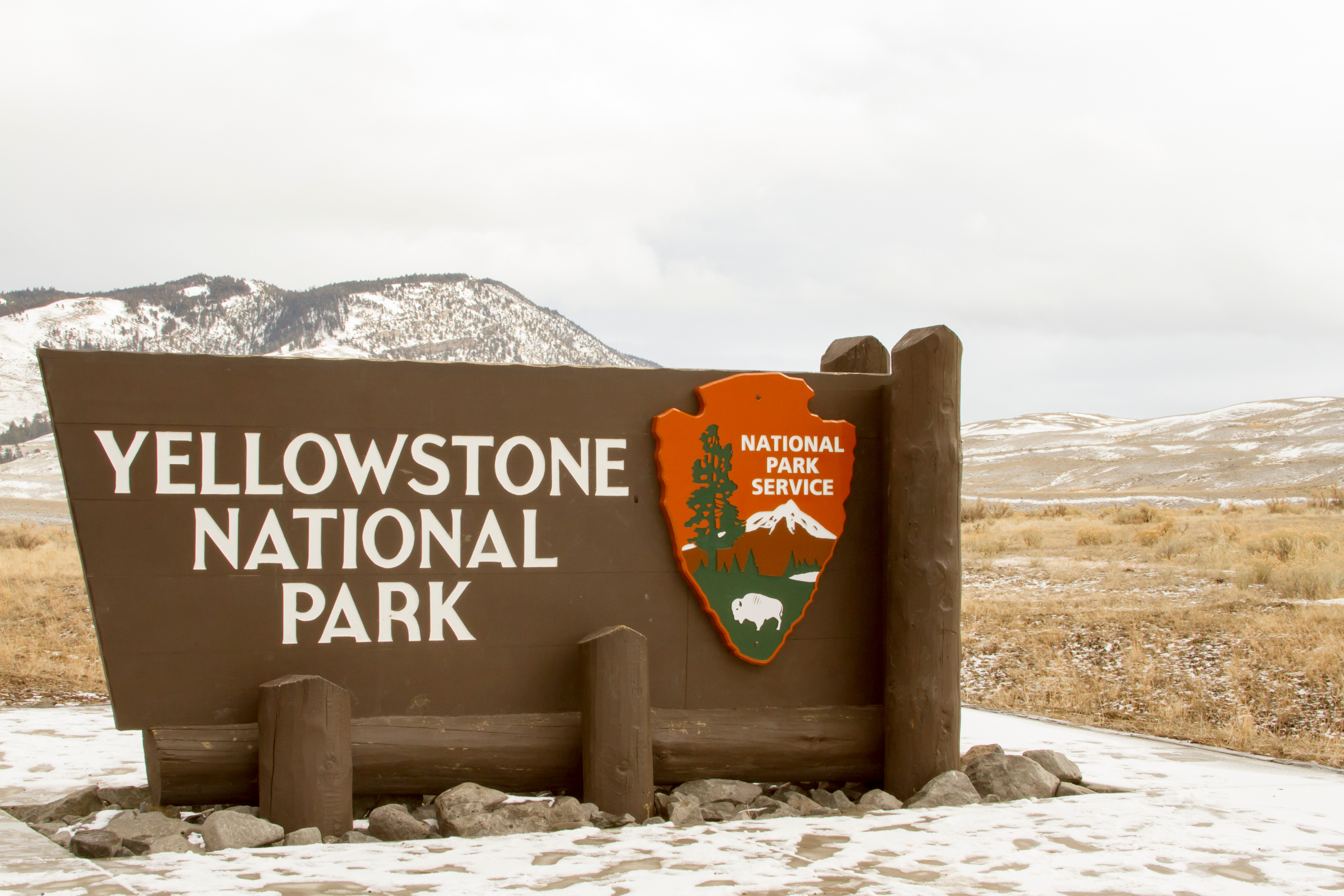 Yellowstone National Park sign.