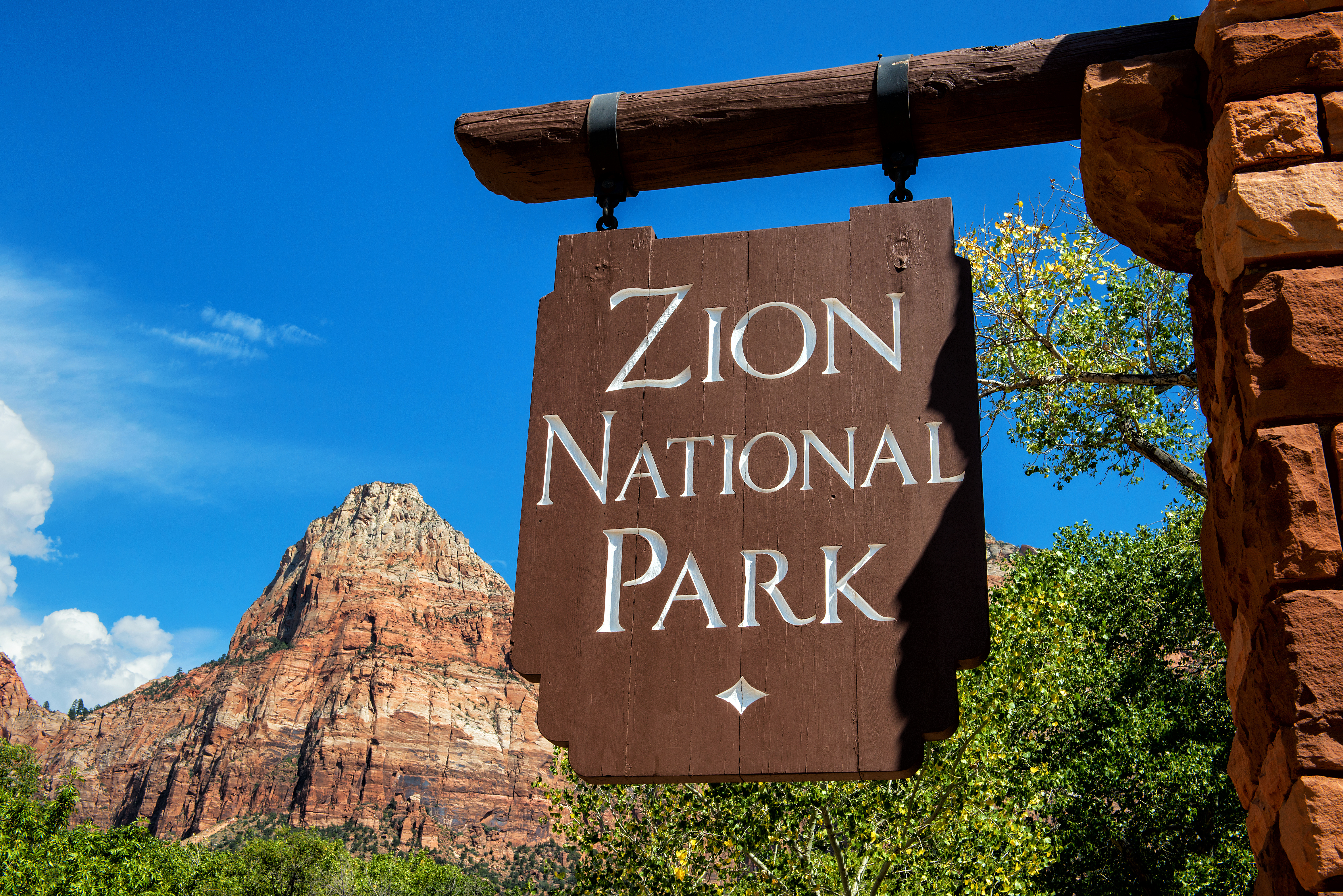 Zion National Park sign.